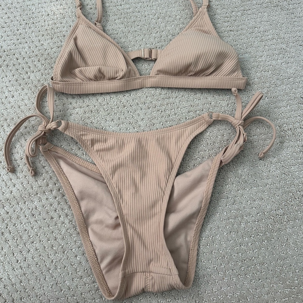 Target Tan Bikini Set Adjustable Straps Tie-Side